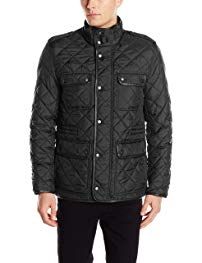 Cole Haan Signature Men's Nylon Quilted Jacket with Corduroy Trim