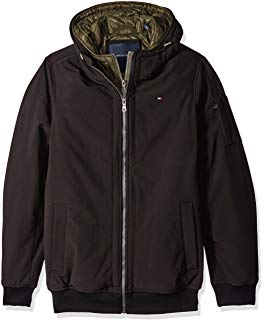 Tommy Hilfiger Men's Tall Size Soft Shell Fashion Bomber With Contrast Bib and Hood
