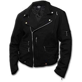 Spiral Mens - Metal Streetwear - Lined Biker Jacket Black