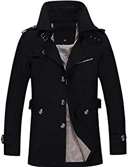 Menschwear Men's Windbreaker Jacket Cotton Trench Coat
