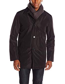 Cole Haan Signature Men's Nylon Car Coat with Attached Scarf