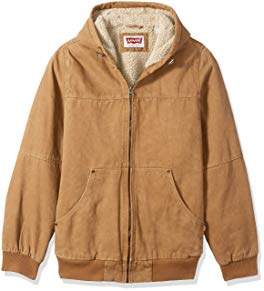 Levi’s Men’s Tall Size Cotton Canvas Workwear Hoody Bomber With Full Sherpa Lining Review