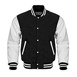 Design Custom Jackets Letterman Baseball Varsity Jacket White Leather Sleeves/Black