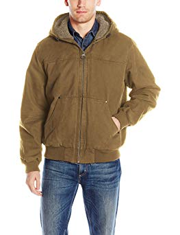 Bass GH Men's Cotton Canvas Bomber With Buffalo Plaid Flannel Sherpa Hood
