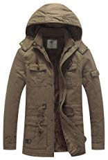WenVen Men's Winter Thicken Cotton Parka Jacket with Removable Hood